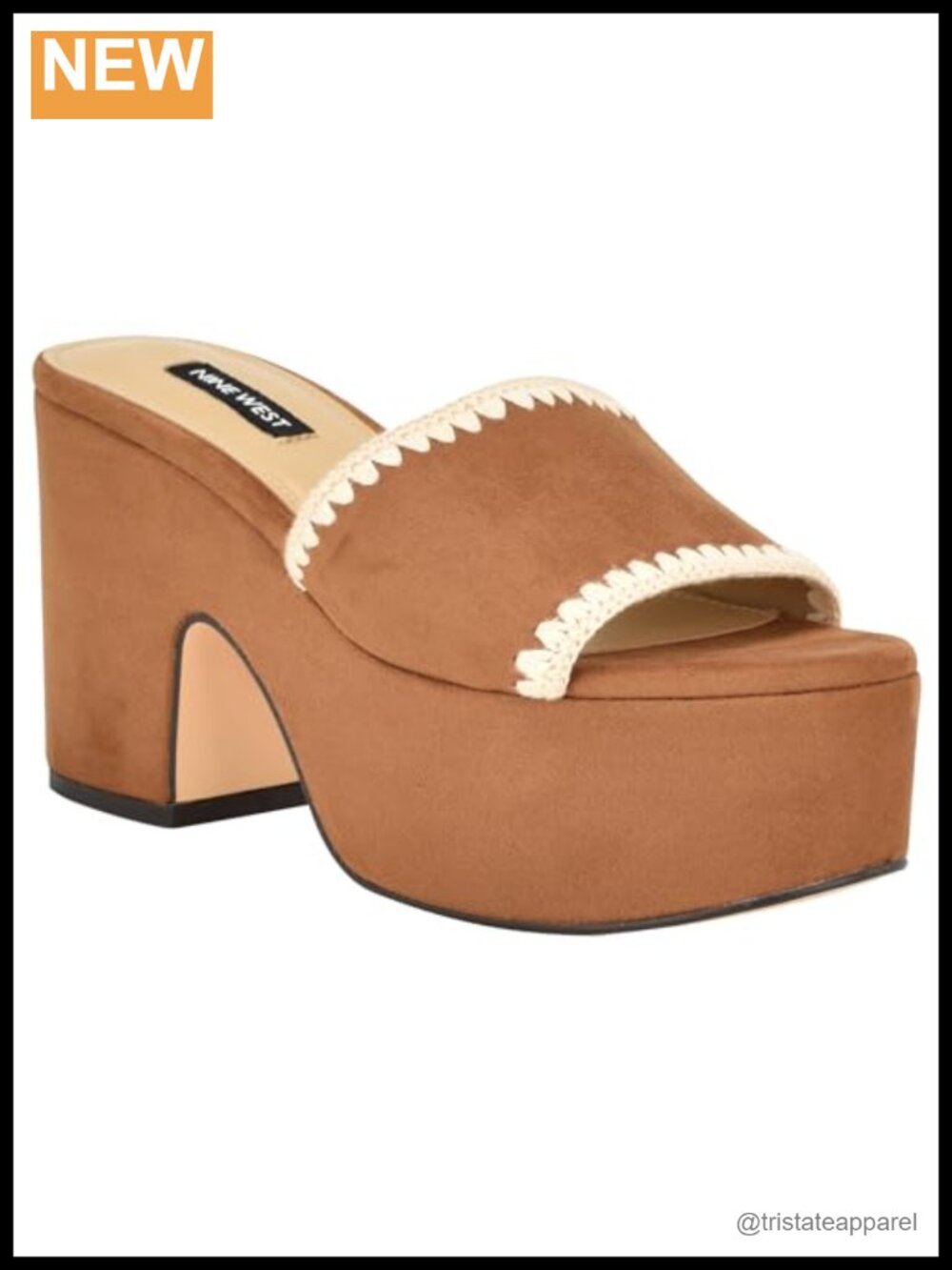 Nine West Yickie Suede Wedge Sandal Slip-On Round Toe Ankle Strap